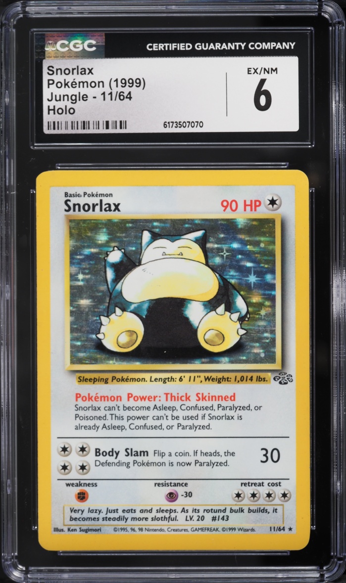 1999 Pokemon Jungle Holo Snorlax #11 CGC 6 EXMT
