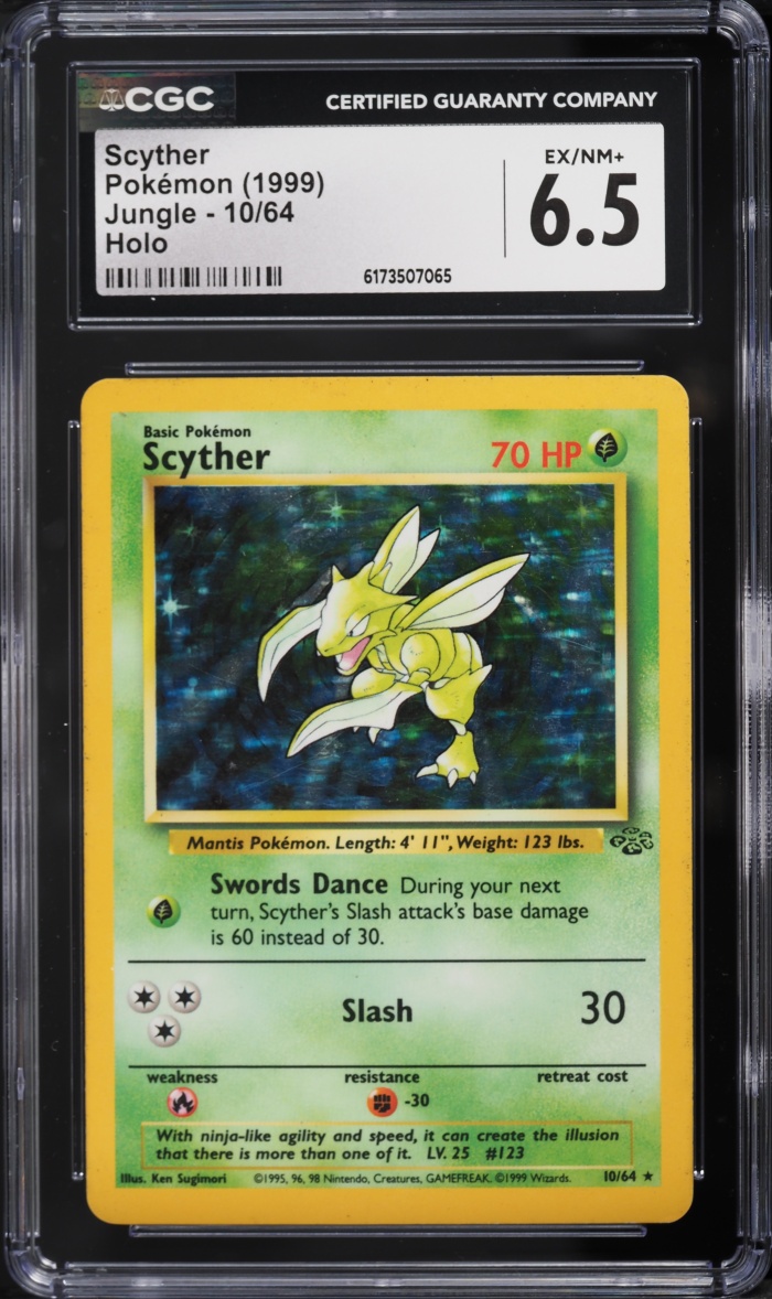 1999 Pokemon Jungle Holo Scyther #10 CGC 6.5 EXMT+