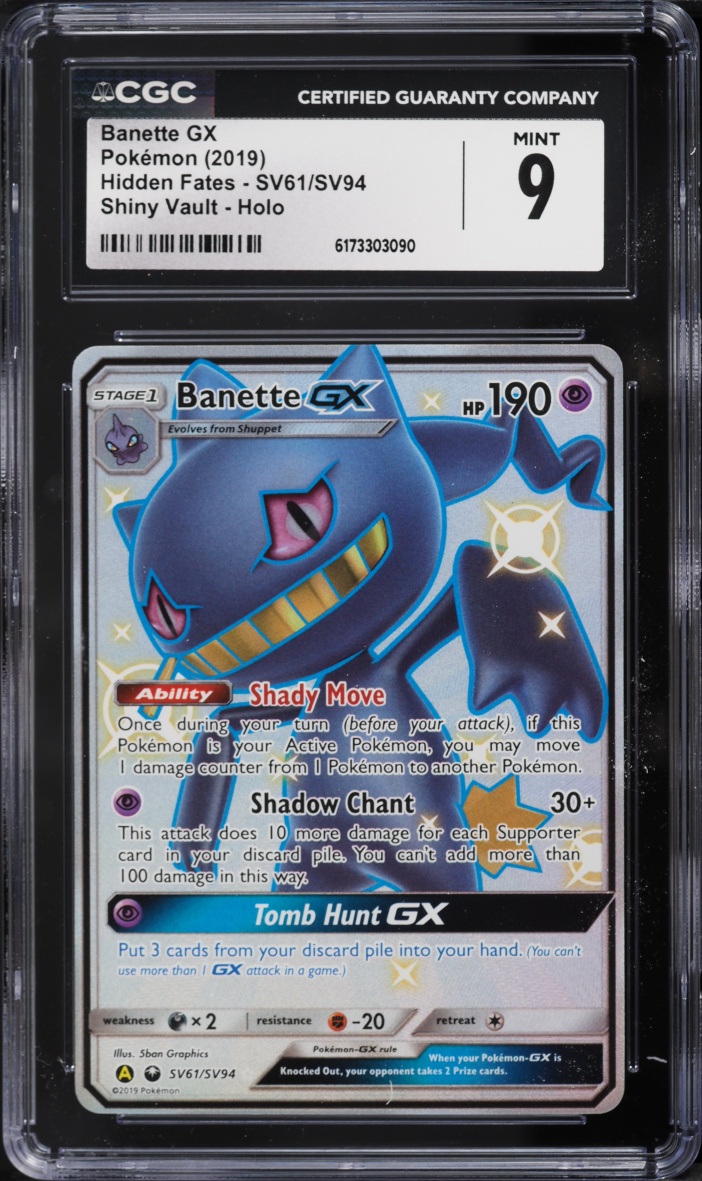 2019 Pokemon Sun & Moon Hidden Fates Shiny Vault Full Art Banette GX #SV61 CGC 9 MINT