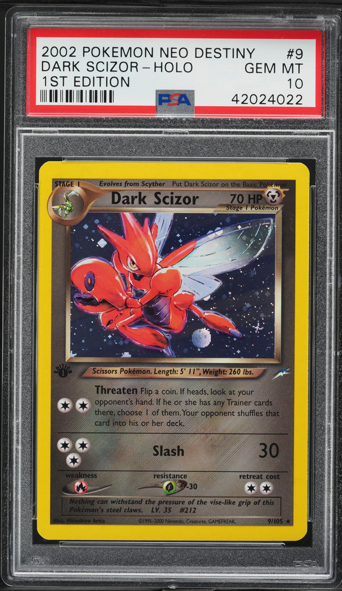 2002 Pokemon Neo Destiny 1st Edition Holo Dark Scizor #9 PSA 10 GEM MINT
