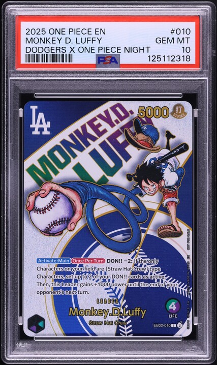 2025 One Piece Promo Dodgers Collab Monkey D. Luffy #EB02-010 CGC