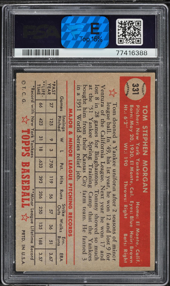 1952 Topps Tom Morgan #331 PSA 5 EX