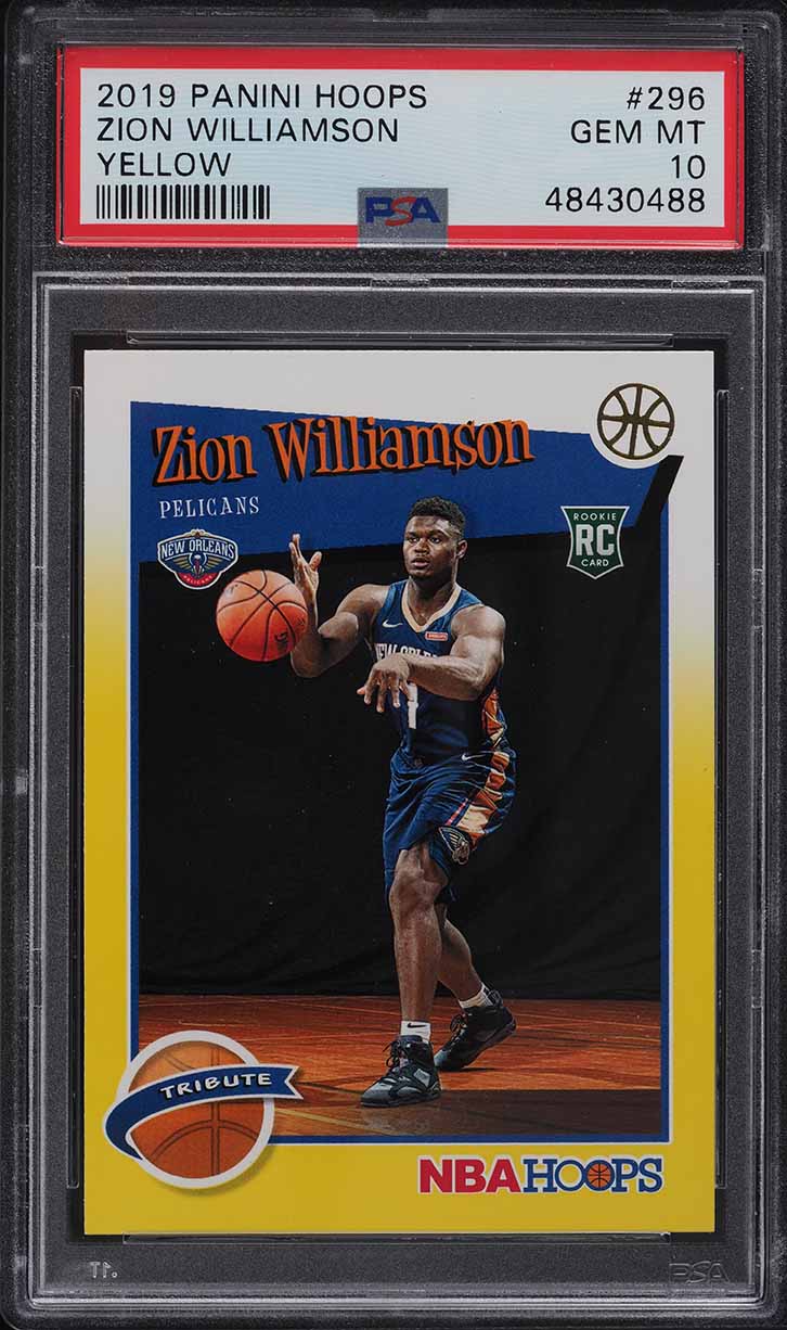 2019 Hoops Yellow Zion Williamson ROOKIE #296 PSA 10 GEM MINT