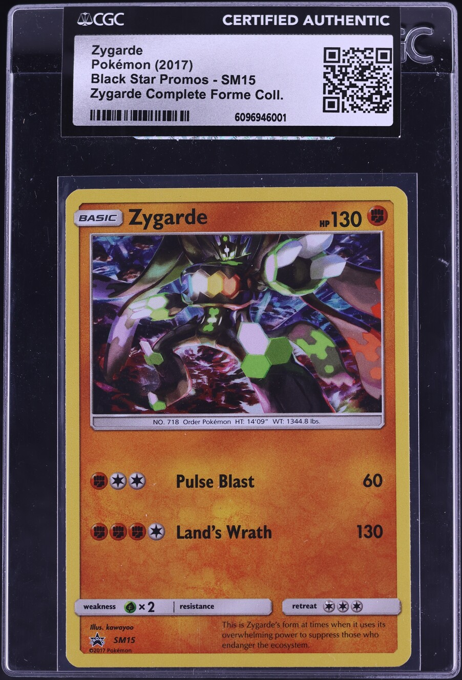 2017 Pokemon Sun & Moon Black Star Promo Complete Forme Collection Zygarde #SM15 CGC AUTH