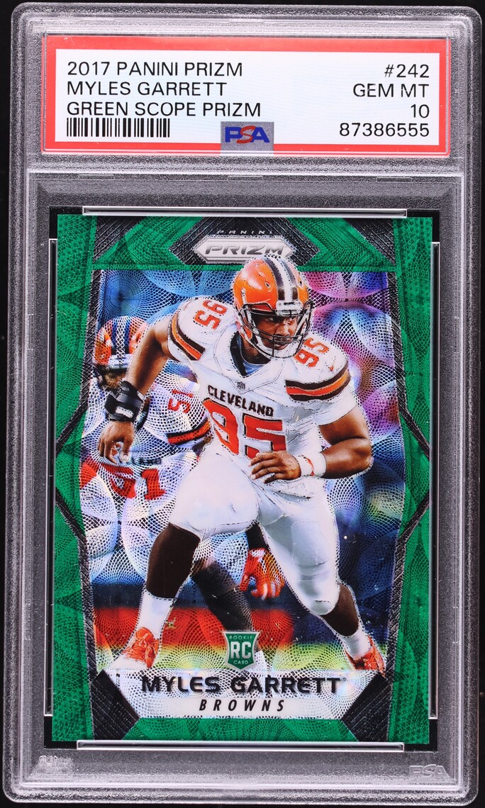 2017 Panini Prizm Green Scope Myles Garrett ROOKIE /99 #242 PSA 10 GEM MINT