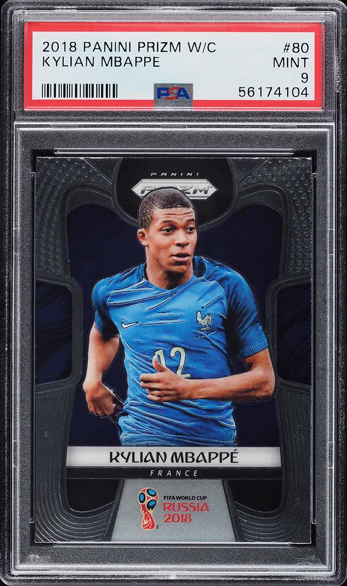 2018 Panini Prizm World Cup Kylian Mbappe ROOKIE #80 PSA 9 MINT on