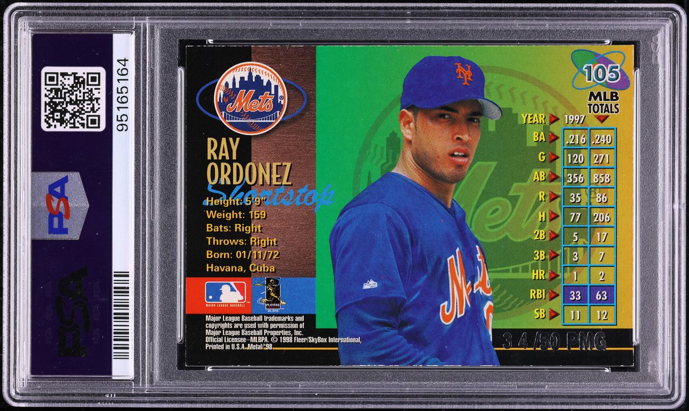 1998 Metal Universe Precious Metal Gems PMG Rey Ordonez /50 #105 PSA 7 NRMT