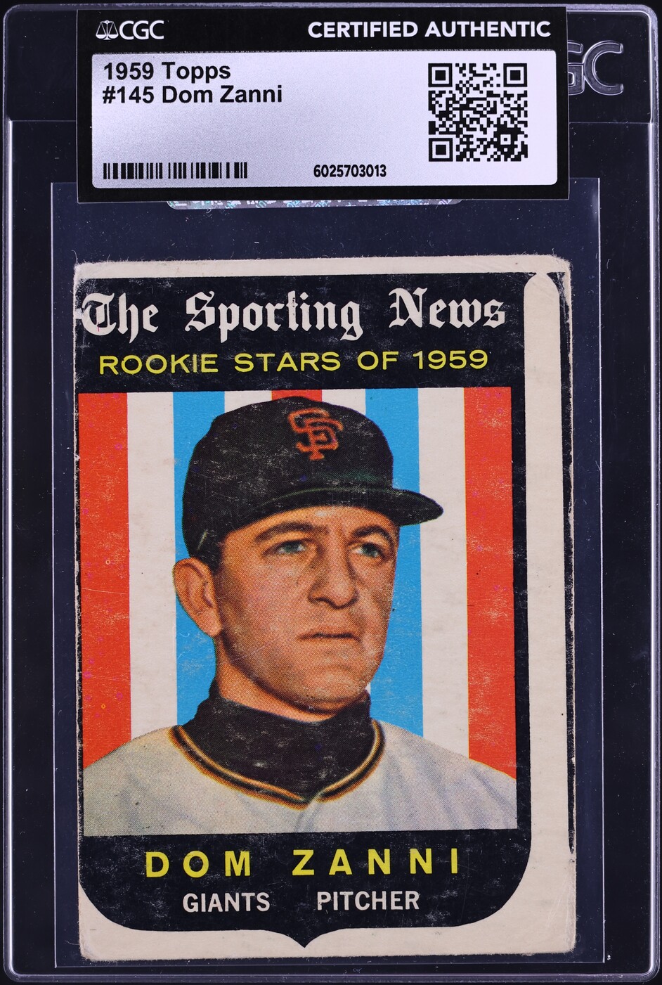1959 Topps Dom Zanni ROOKIE #145 CGC AUTH