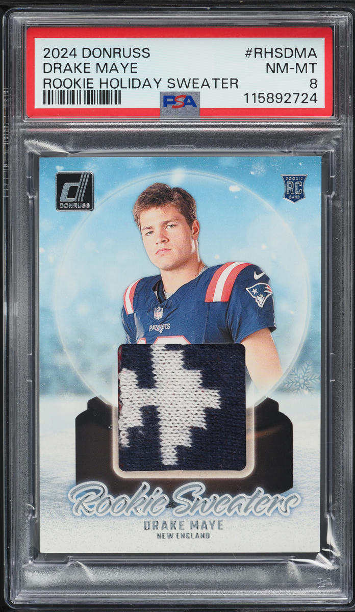 2024 Donruss Holiday Sweater Drake Maye ROOKIE PATCH #RHS-DMA PSA 8 NM-MT
