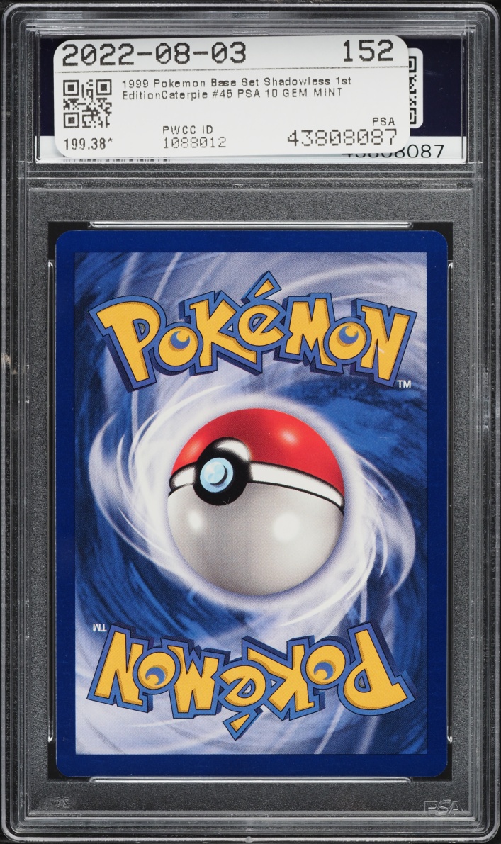 1999 Pokemon Base Set Shadowless 1st Edition Caterpie #45 PSA 10 GEM MINT