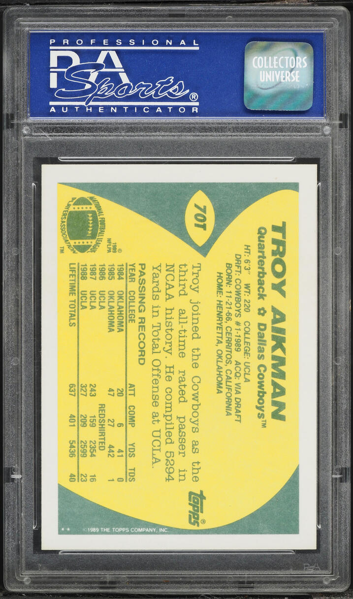 1989 Topps Traded Troy Aikman ROOKIE #70T PSA 9 MINT