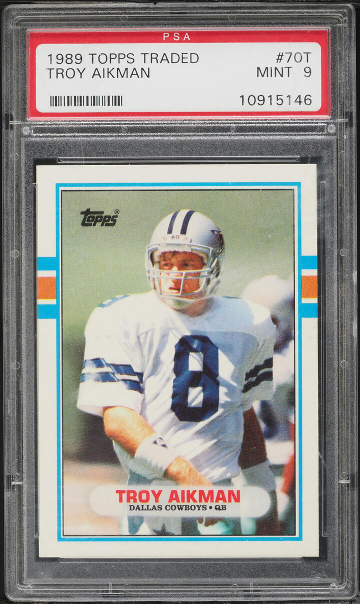 1989 Topps Traded Troy Aikman ROOKIE #70T PSA 9 MINT