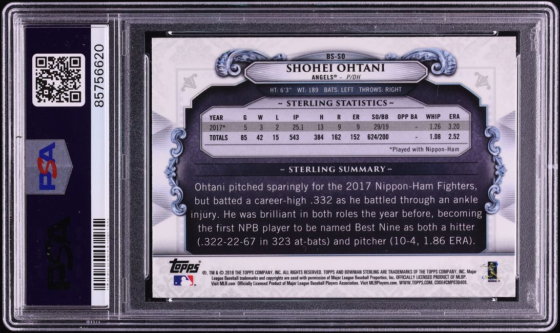 2018 Bowman Chrome Sterling Continuity Shohei Ohtani ROOKIE #BS-SO PSA 10 GEM MINT