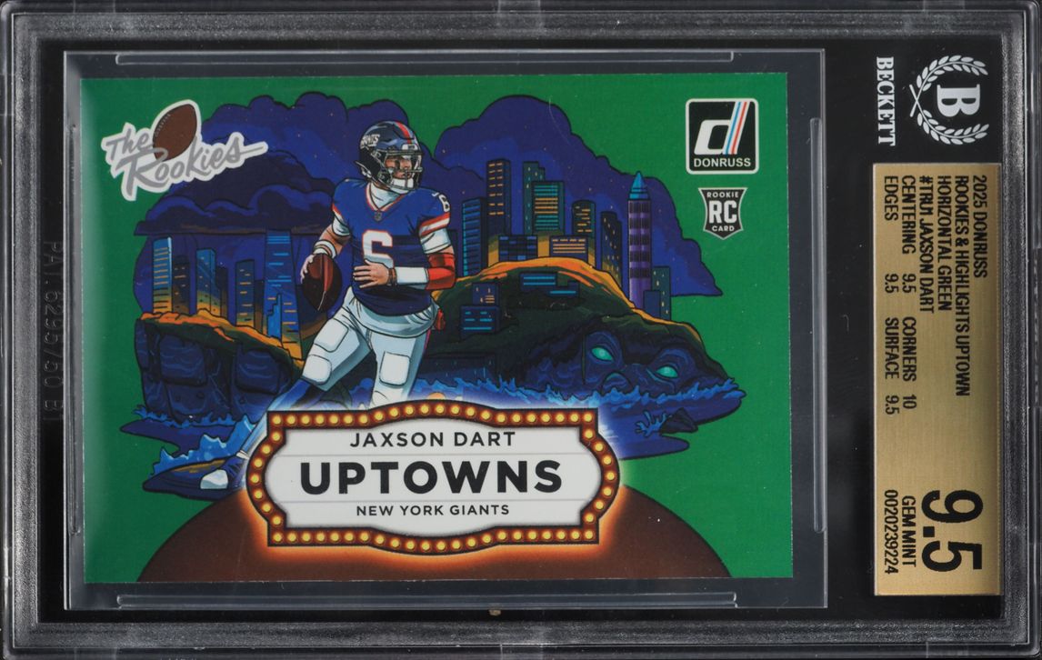 2025 Donruss Rookies And Highlights Uptown Horizontal Green Jaxson Dart ROOKIE BGS 9.5 GEM MINT
