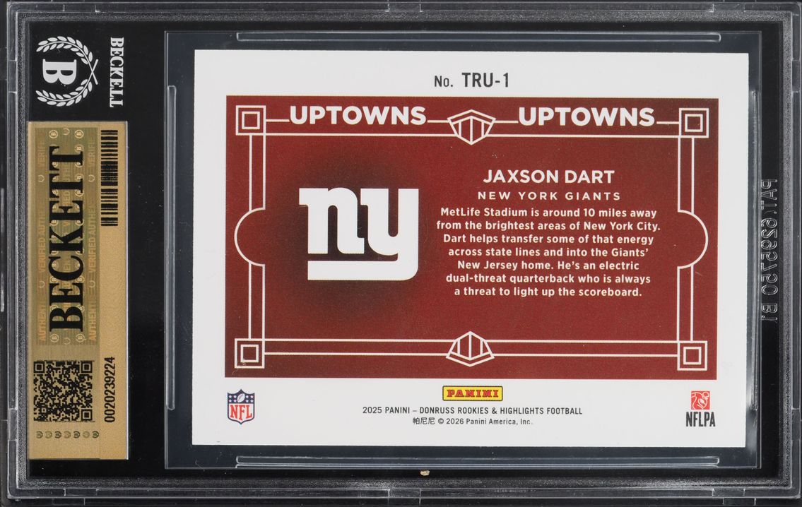 2025 Donruss Rookies And Highlights Uptown Horizontal Green Jaxson Dart ROOKIE BGS 9.5 GEM MINT