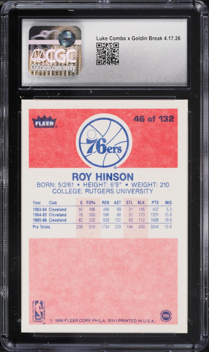 1986 Fleer Basketball Roy Hinson #46 CGC 7 NRMT
