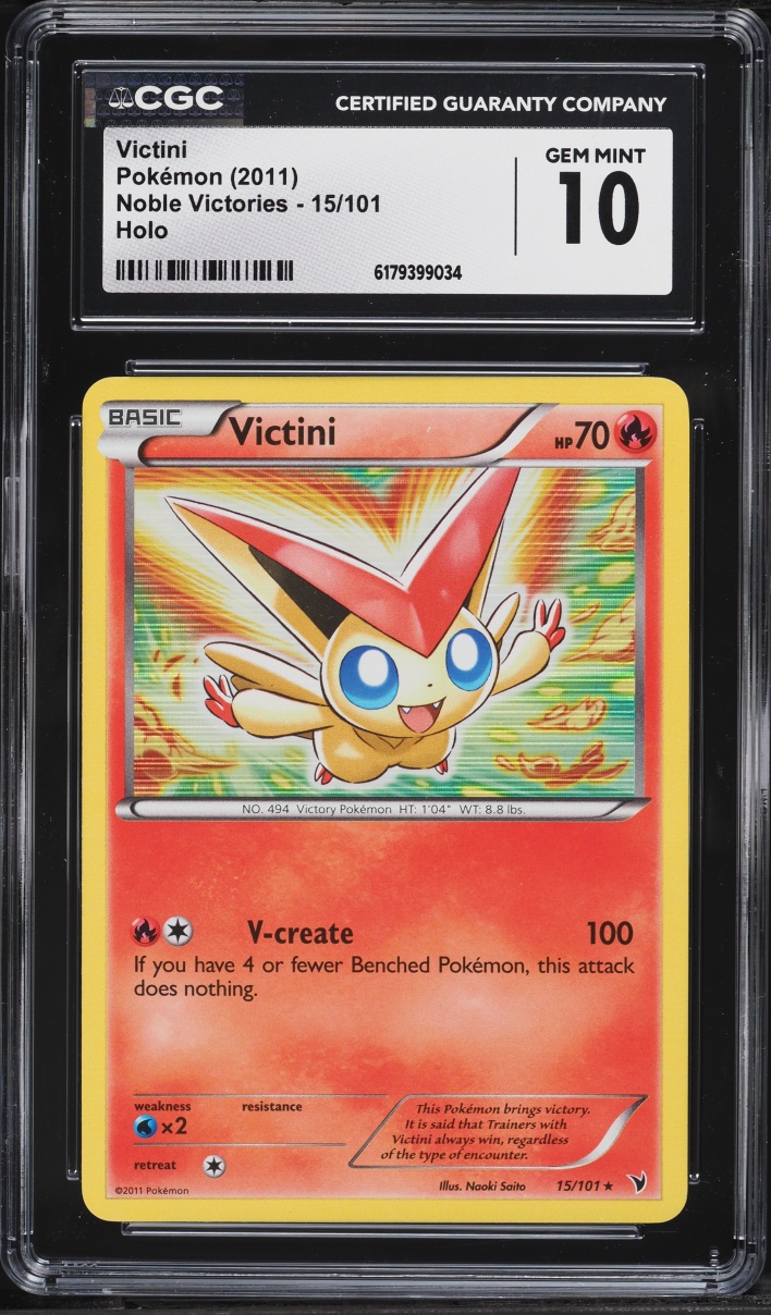 2011 Pokemon Black & White Noble Victories Holo Victini #15 CGC 10 GEM MINT
