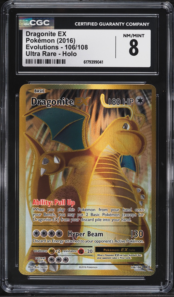 2016 Pokemon XY Evolutions Gold Rare Dragonite EX #106 CGC 8 NM-MT