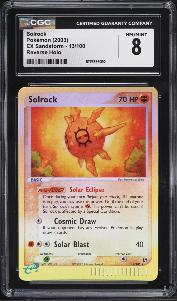 2003 Pokemon EX Sandstorm Reverse Holo Solrock #13 CGC 8 NM-MT