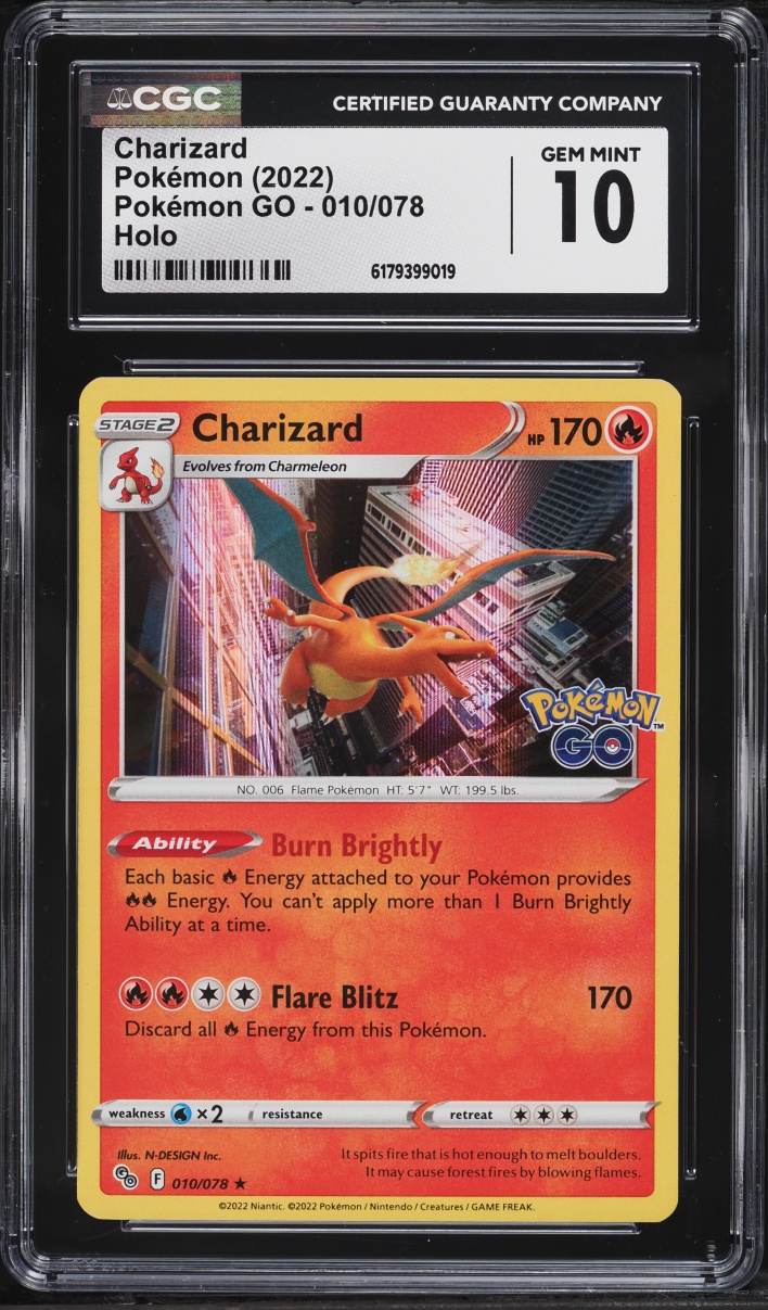 2022 Pokemon Sword & Shield Pokemon GO Holo Charizard #10 CGC 10 GEM MINT