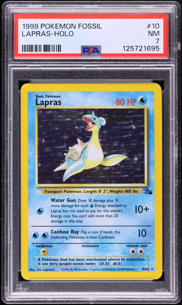 1999 Pokemon Fossil Holo Lapras #10 PSA 7 NRMT