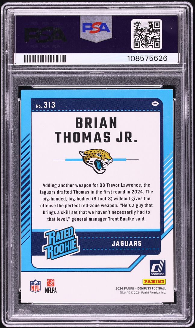 2024 Donruss Football Brian Thomas Jr. ROOKIE #313 PSA 9 MINT