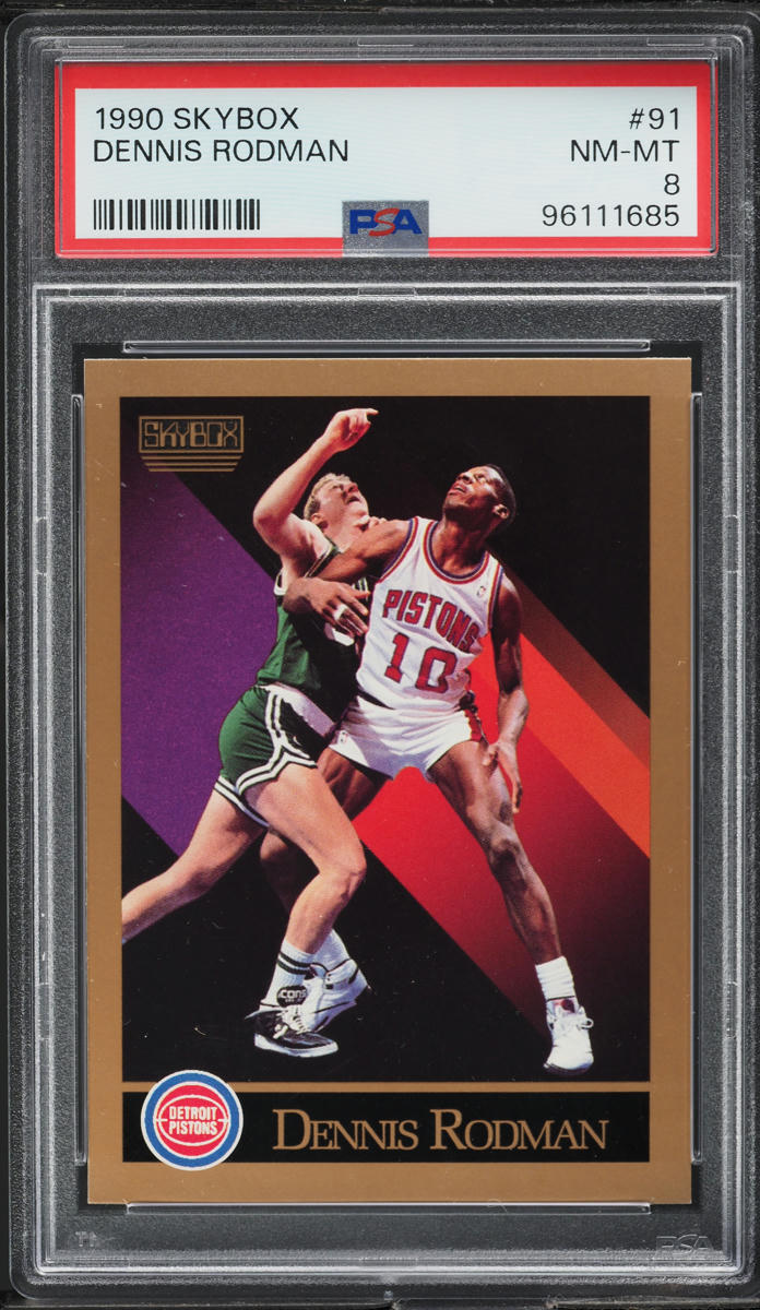 1990 Skybox Basketball Dennis Rodman #91 PSA 8 NM-MT