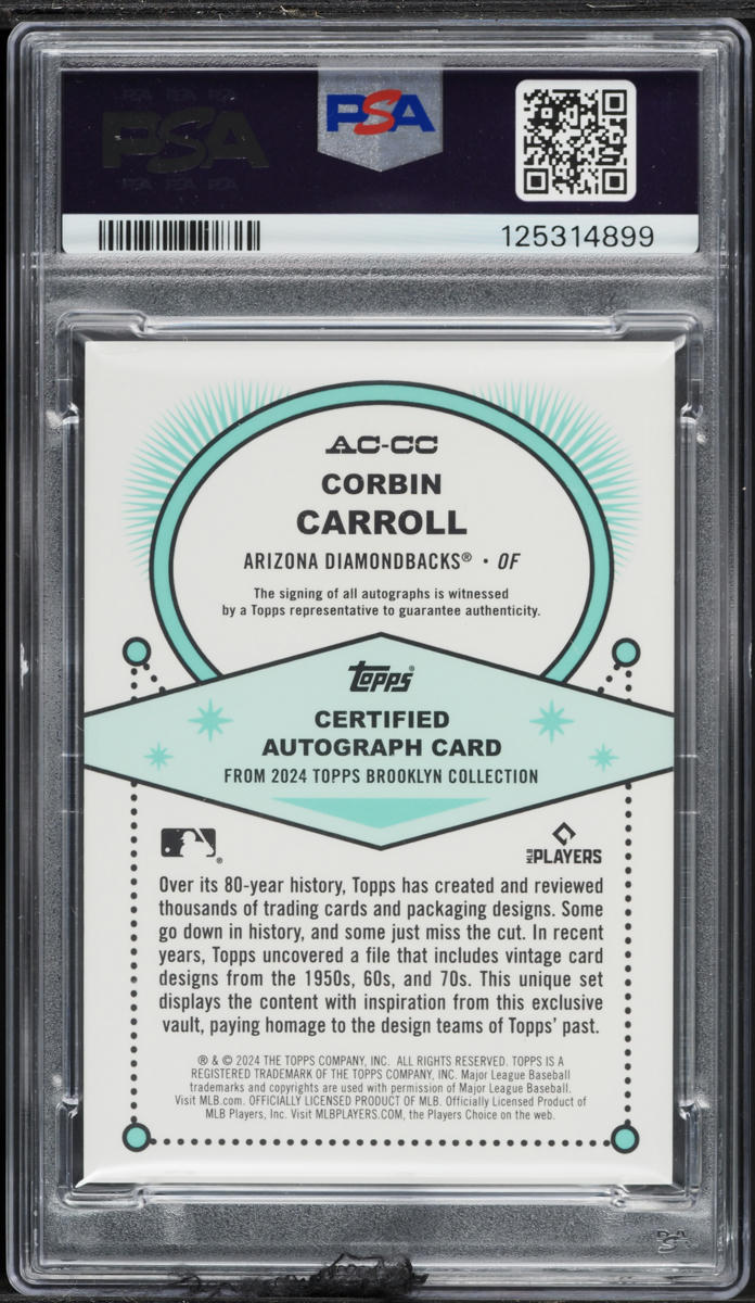 2024 Topps Brooklyn Collection Corbin Carroll AUTO /99 #AC-CC PSA 10 GEM MINT