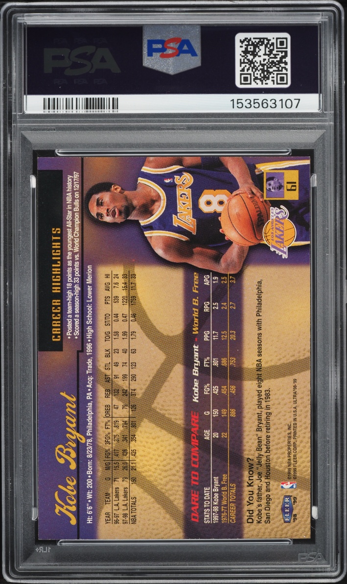 1998 Ultra Basketball Kobe Bryant #61 PSA 7 NRMT