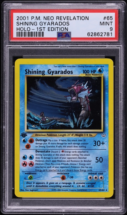 2001 Pokemon Neo Revelation 1st Edition Holo Shining Gyarados #65 PSA 9 MINT