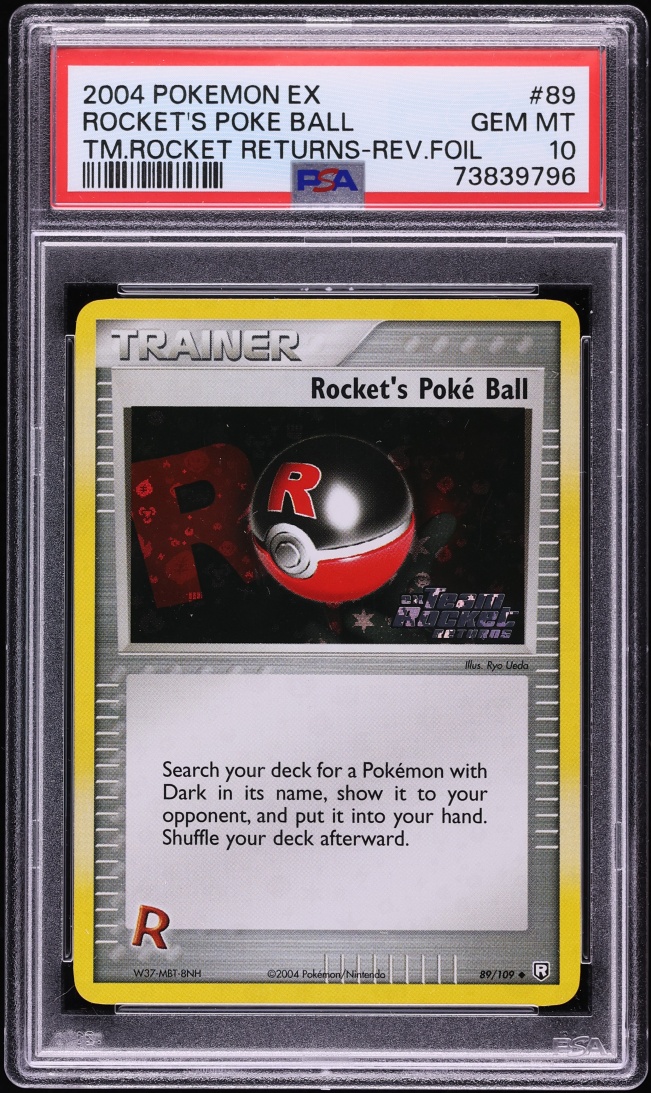 2004 Pokemon EX Team Rocket Returns Reverse Holo Rocket's Poke Ball #89 PSA 10 GEM MINT