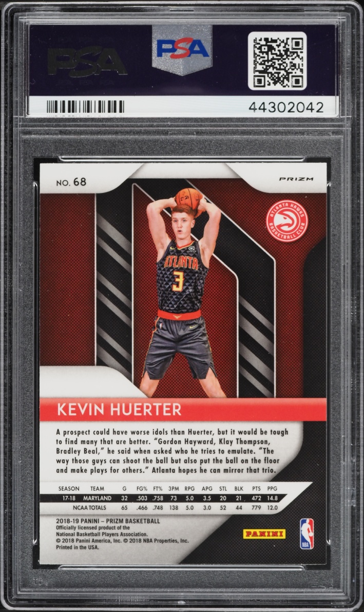 2018 Panini Prizm Silver Kevin Huerter ROOKIE #68 PSA 10 GEM MINT