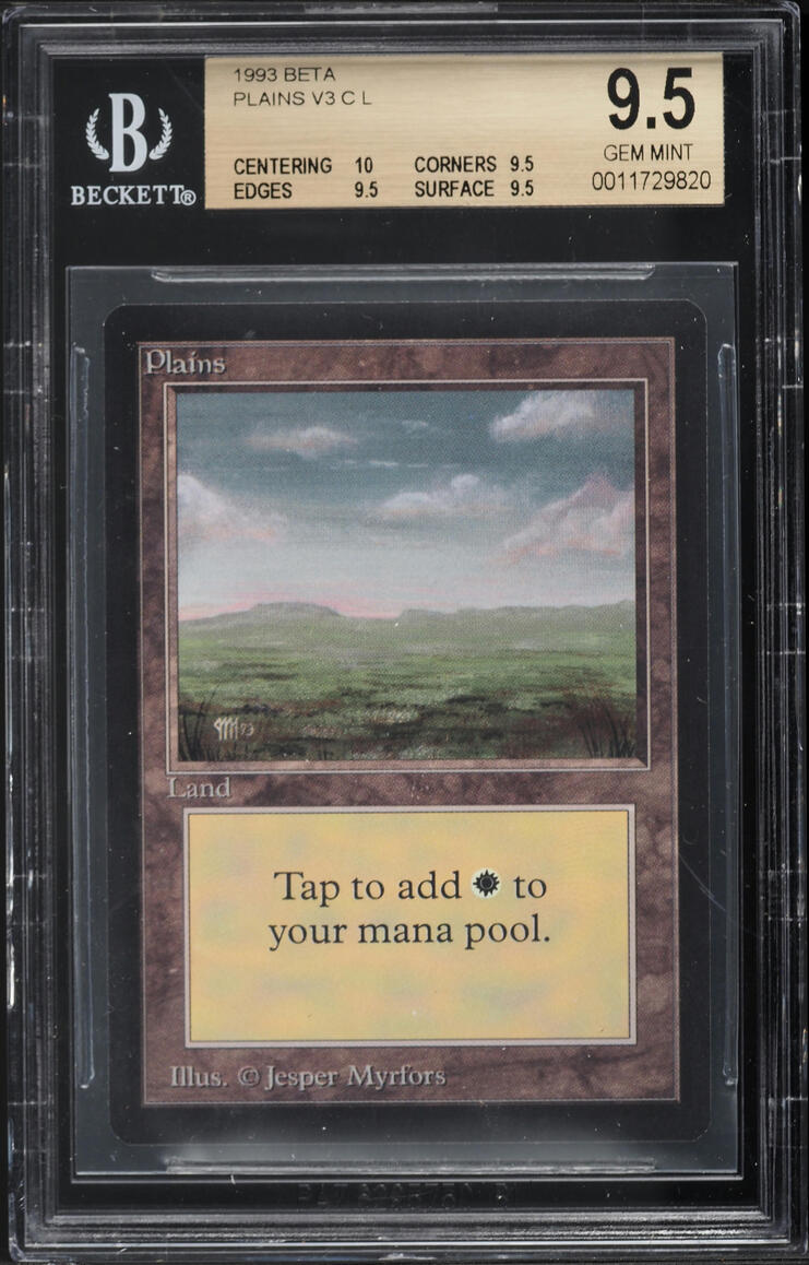 1993 Magic The Gathering MTG Beta Plains BGS 9.5 GEM MINT