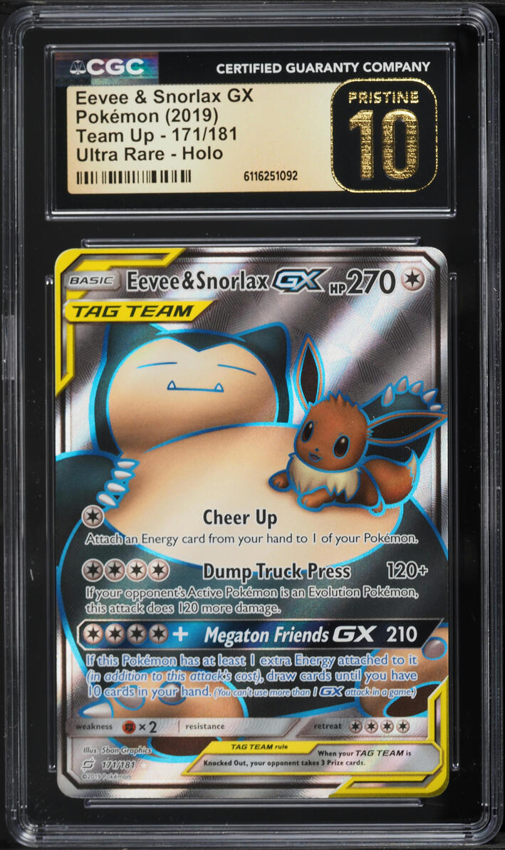 2019 Pokemon SM Team Up Full Art Eevee & Snorlax GX #171 CGC 10 PRISTINE