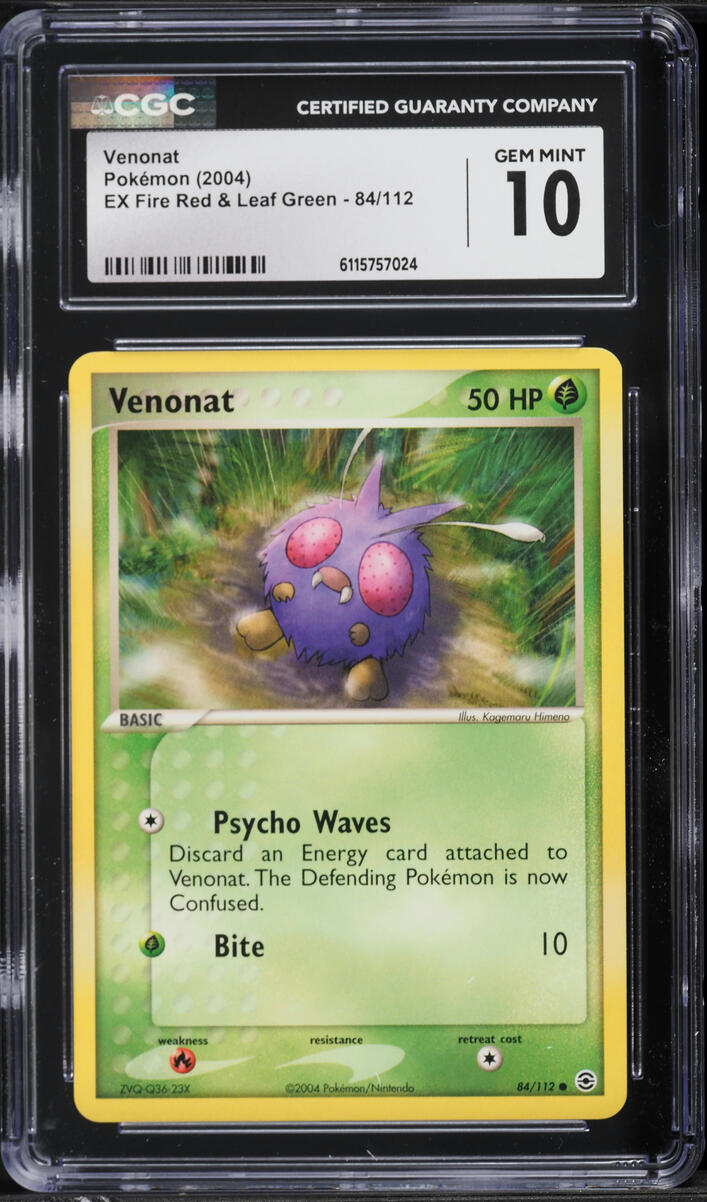 2004 Pokemon EX Fire Red & Leaf Green Venonat #84 CGC 10 GEM MINT
