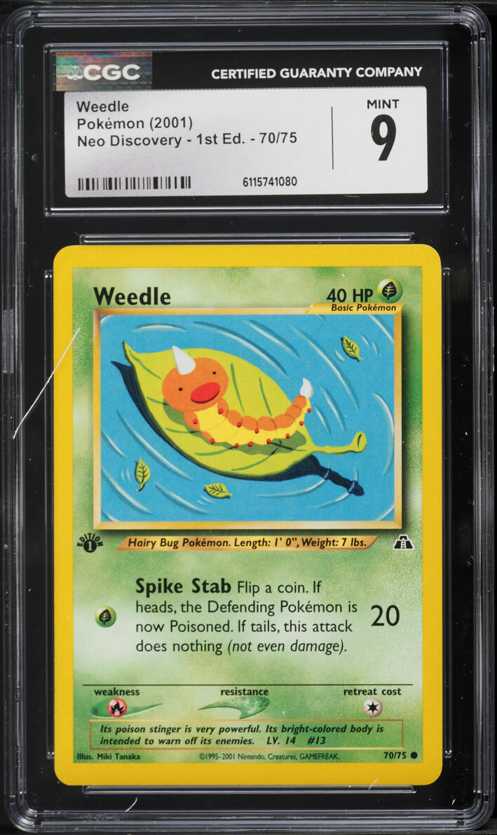 2001 Pokemon Neo Discovery 1st Edition Weedle #70 CGC 9 MINT