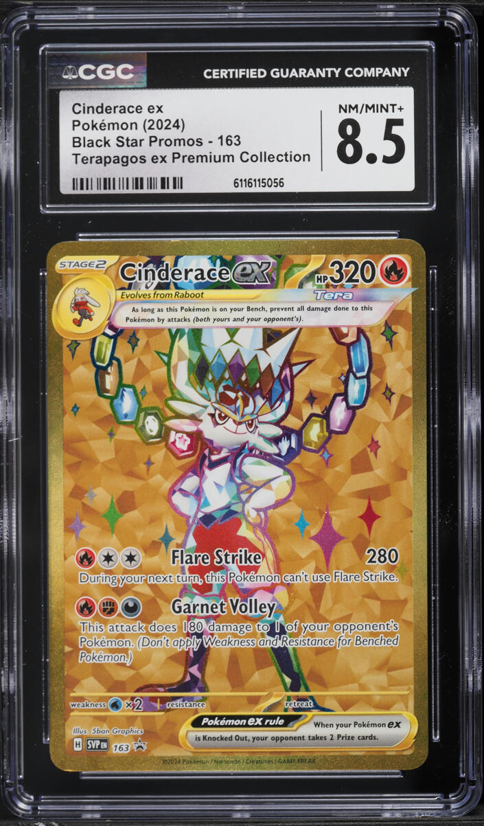 2024 Pokemon SV Promo Premium Collection Gold Rare Cinderace EX #163 CGC 8.5 NM-MT+