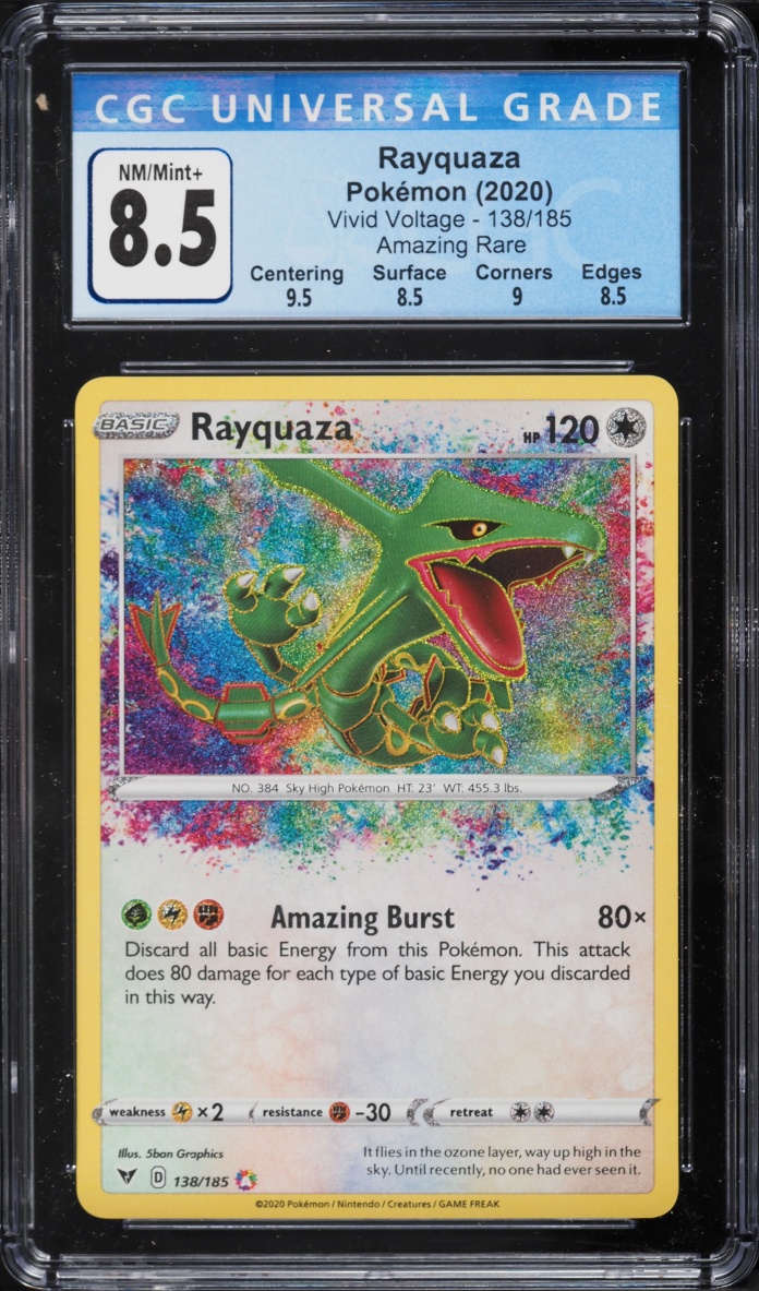 2020 Pokemon Sword & Shield Vivid Voltage Amazing Rare Rayquaza #138 CGC 8.5 NM-MT+
