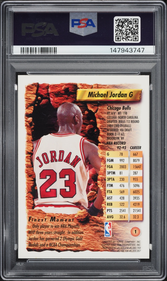 1993 Finest Basketball Michael Jordan #1 PSA 9 MINT