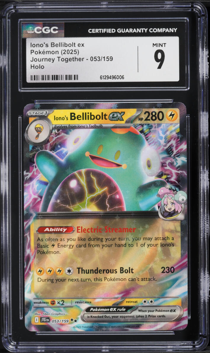 2025 Pokemon Scarlet & Violet Journey Together Holo Iono's Bellibolt EX #53 CGC 9 MINT