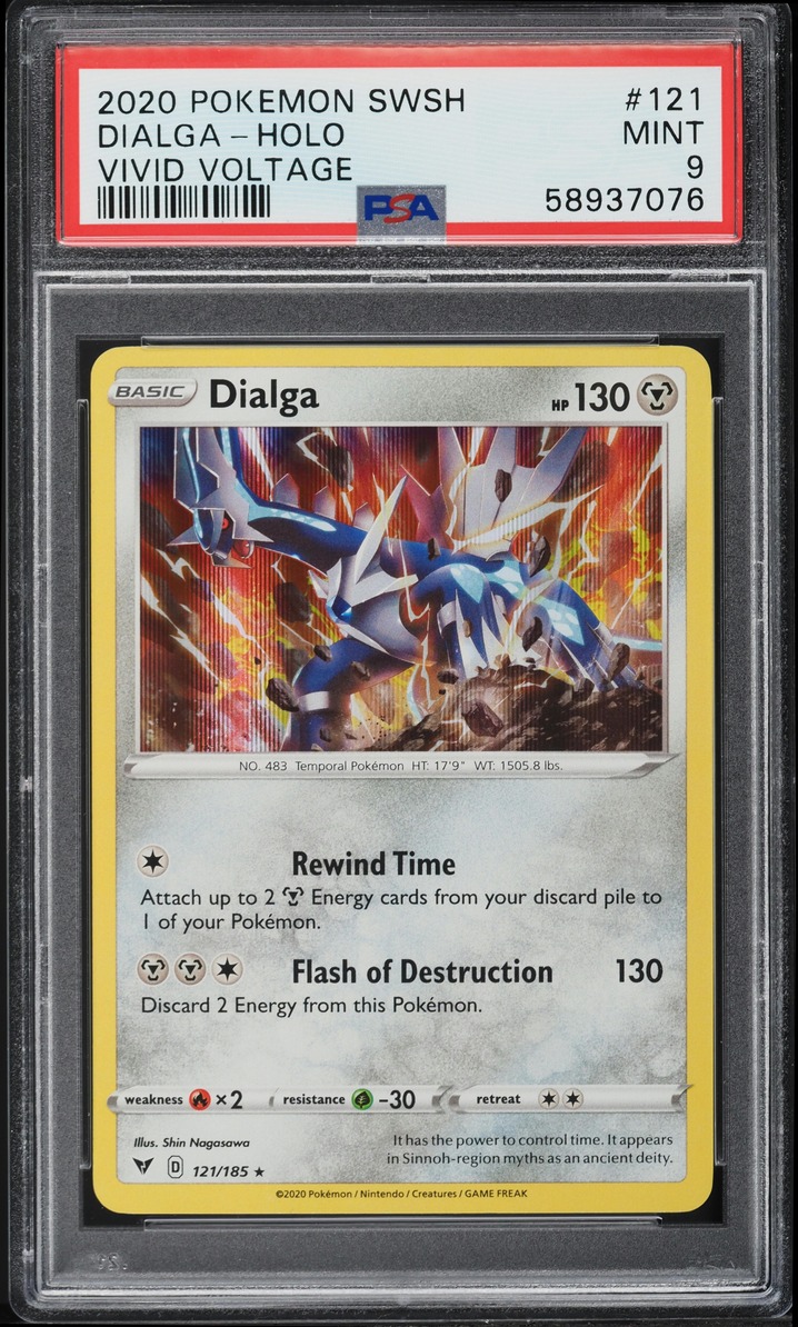 2020 Pokemon Sword & Shield Vivid Voltage Holo Dialga #121 PSA 9 MINT