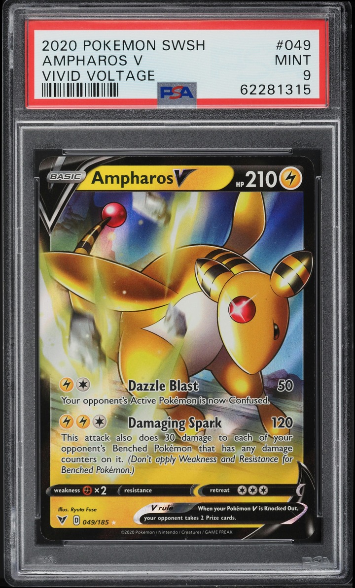 2020 Pokemon Sword & Shield Vivid Voltage Ampharos V #49 PSA 9 MINT