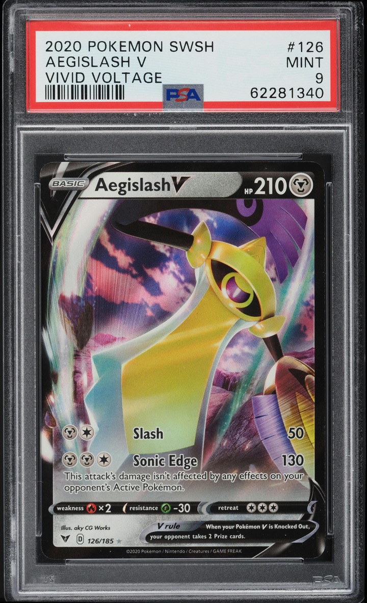 2020 Pokemon Sword & Shield Vivid Voltage Aegislash V #126 PSA 9 MINT