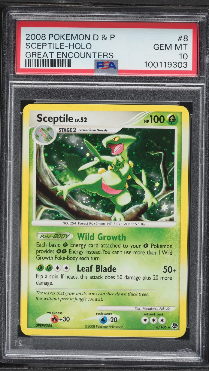 2008 Pokemon Diamond & Pearl Great Encounters Holo Sceptile #8 PSA 10 GEM MINT