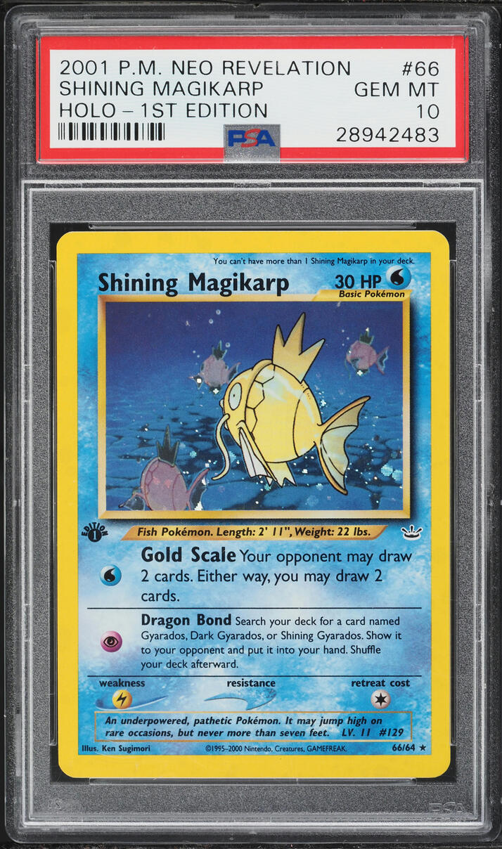 2001 Pokemon Neo Revelation 1st Edition Holo Shining Magikarp #66 PSA 10 GEM MINT