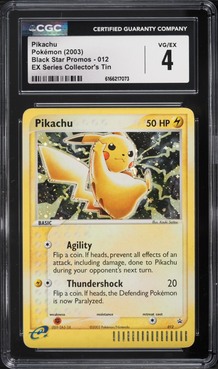 2003 Pokemon Black Star Promo EX Series Collector's Tin Holo Pikachu #12 CGC 4 VGEX