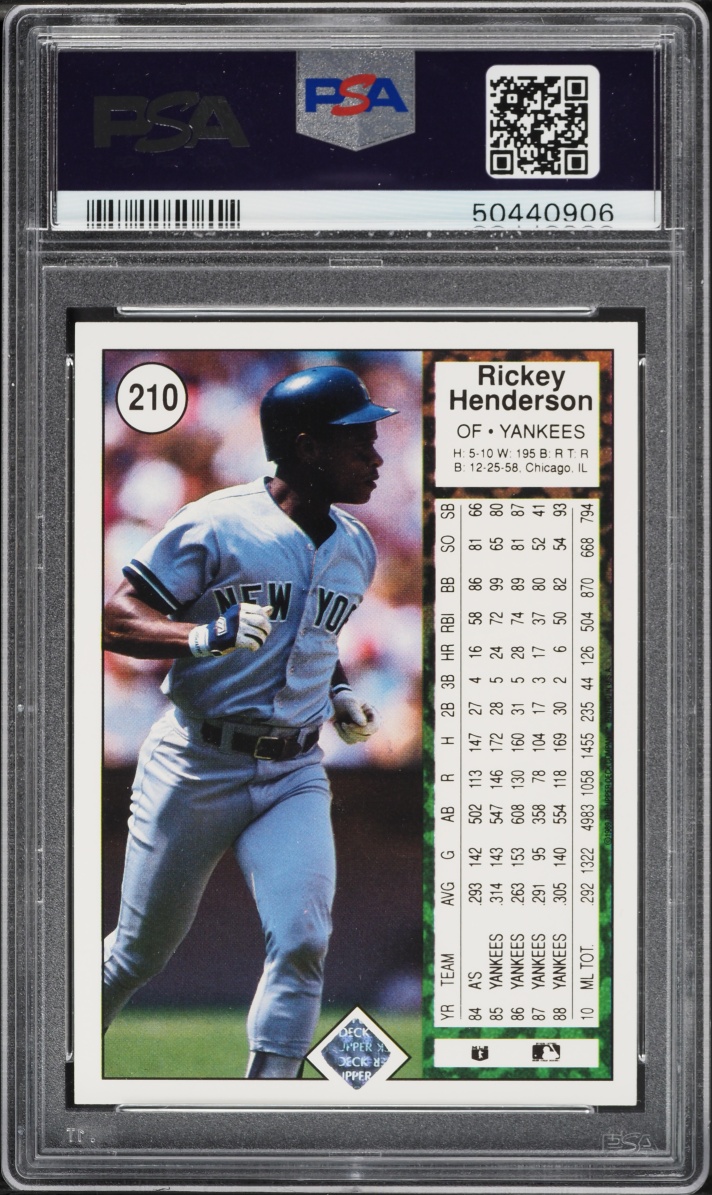 1989 Upper Deck Rickey Henderson #210 PSA 9 MINT