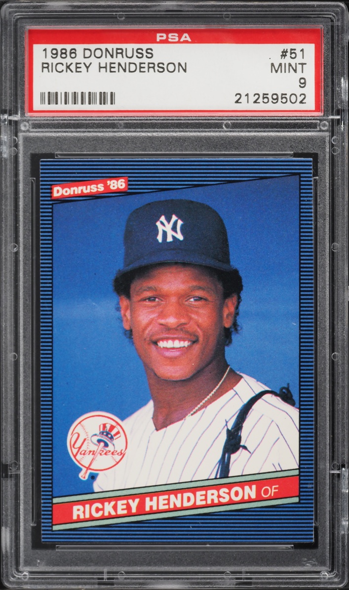 1986 Donruss Rickey Henderson #51 PSA 9 MINT