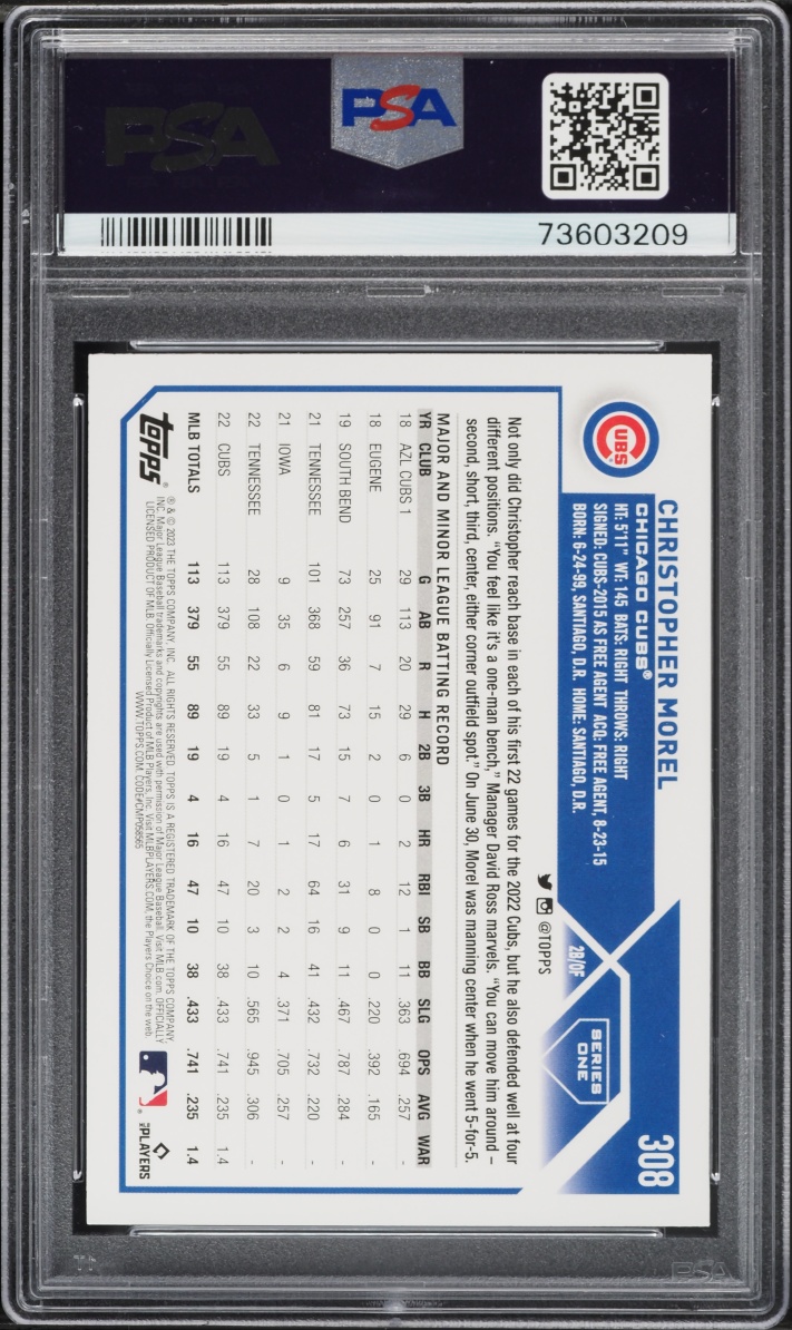 2023 Topps Christopher Morel ROOKIE #308 PSA 10 GEM MINT