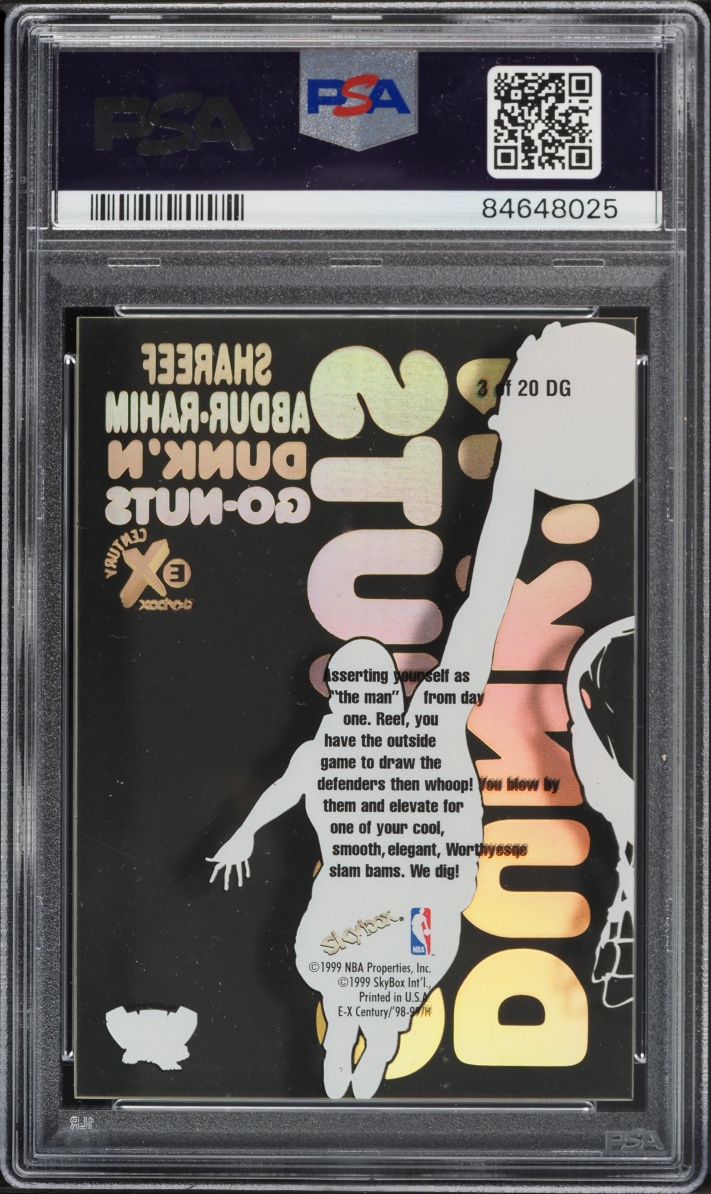 1998 Skybox E-X Century Dunk 'N Go-Nuts Shareef Abdur-Rahim #3DG PSA 8 NM-MT